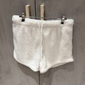 Ardene High Waist White Fuzzy Shorts